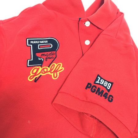  PEARLY GATES パーリーゲイツ 半袖ポロシャツ　 レッド ニコちゃんワッペン