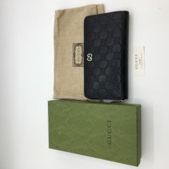  GUCCI グッチ グッチシマ ラウンドジップ長財布 473928 ブラック 473928 ブラック Aランク