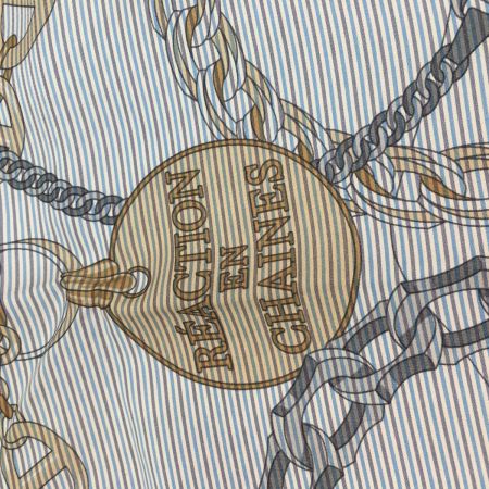  HERMES エルメス スカーフ カレ90 レアクション・アン・シェーヌ シュミ ーズ スカイブルー