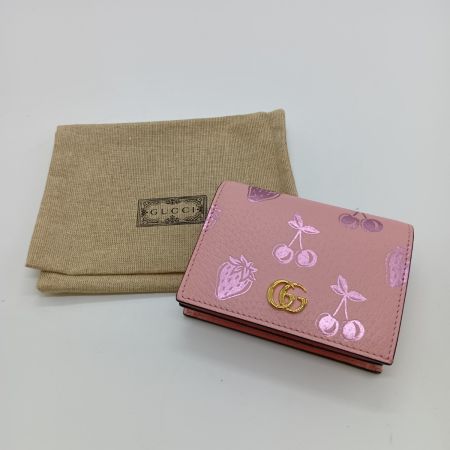  GUCCI グッチ GGマーモント 2つ折り財布 ストリベリー＆チェリーマーモント  456125・203887 ピンク