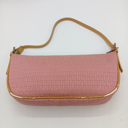  FENDI フェンディ ズッキーノ アクセサリーポーチ ハンドバッグ ピンク 内部ヨゴレ・ハガレ有