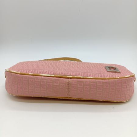  FENDI フェンディ ズッキーノ アクセサリーポーチ ハンドバッグ ピンク 内部ヨゴレ・ハガレ有
