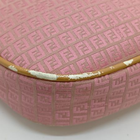  FENDI フェンディ ズッキーノ アクセサリーポーチ ハンドバッグ ピンク 内部ヨゴレ・ハガレ有