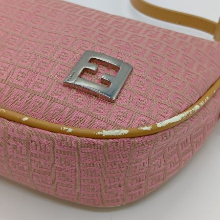  FENDI フェンディ ズッキーノ アクセサリーポーチ ハンドバッグ ピンク 内部ヨゴレ・ハガレ有
