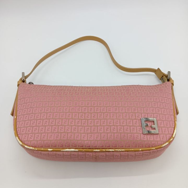 フェンディ FENDI ズッキーノ ナイロン ピンク ブランド小物 ポーチ レディース バッグ 中古 フェンディ FENDI ズッキーノ柄 チェーン ハンドバッグ マンマバケット