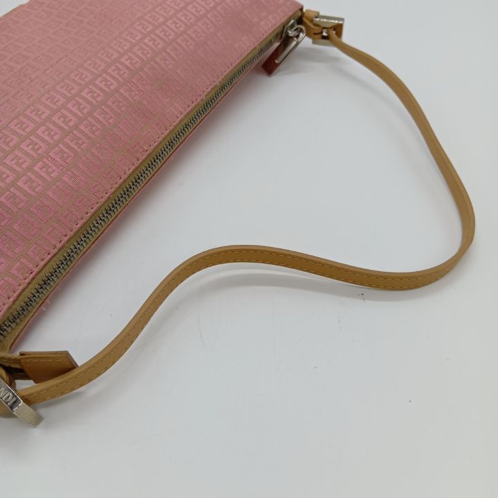【希少】フェンディ アクセサリーポーチ　ズッキーノ　FF柄　ピンク　キャンバス FENDI フェンディ ズッキーノ アクセサリーポーチ ハンドバッグ ピンク