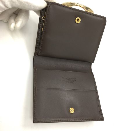  Burberrys バーバリーズ ノバチェック シャドーホース がま口 二つ折り財布 ブラウン キャンバス レザー レディース