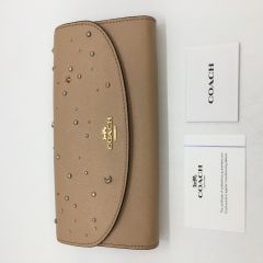  COACH コーチ 長財布  スタッズ レザー ウィズセレスティアル  F29442 ベージュ Bランク