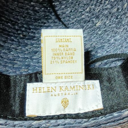  HELEN KAMINSKI HINA Iconic Raffia Braid ストローハット 中折れ帽子 ネイビー