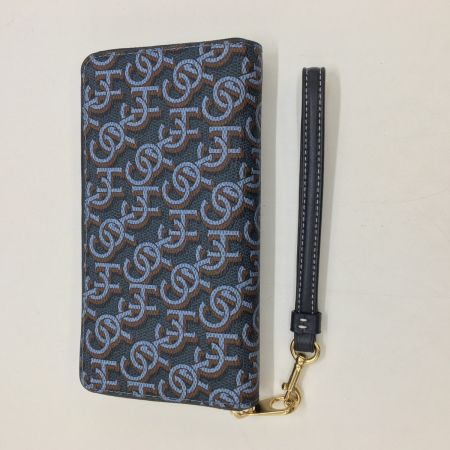  COACH コーチ ラウンドファスナー財布　シグネチャー モノグラム プリント CF521 ネイビー