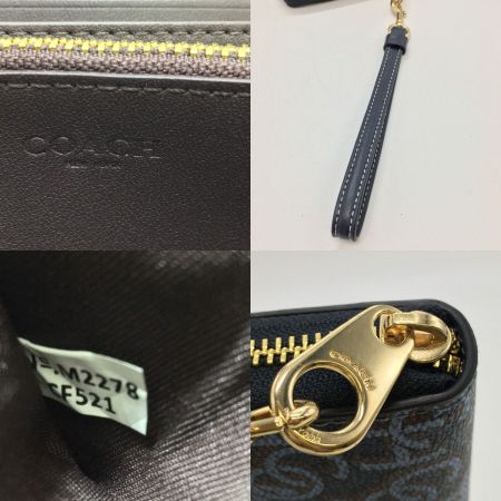  COACH コーチ ラウンドファスナー財布　シグネチャー モノグラム プリント CF521 ネイビー