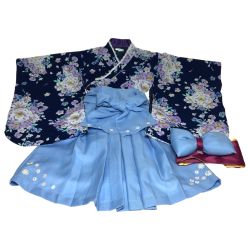 ◎◎ Catherine Cottage  袴3点セット　上衣　袴スカート　帯 ネイビー×スカイブルー Bランク