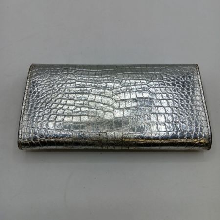  JIMMY CHOO ジミーチュウ マルティナ 長財布 JCロゴ クロコ型押し シルバー