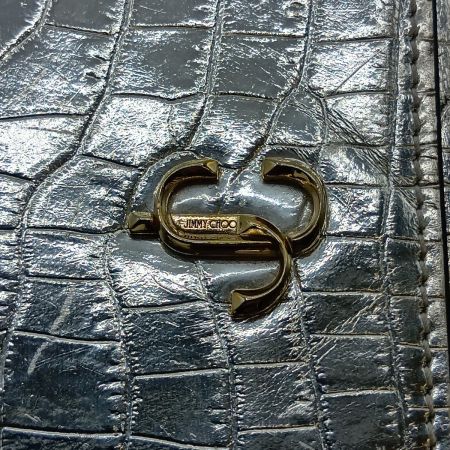 JIMMY CHOO ジミーチュウ マルティナ 長財布 JCロゴ クロコ型押し シルバー
