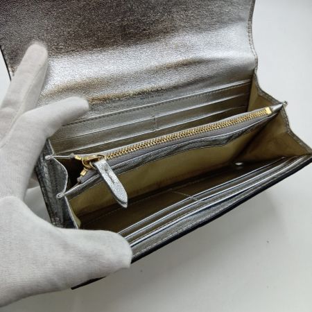  JIMMY CHOO ジミーチュウ マルティナ 長財布 JCロゴ クロコ型押し シルバー