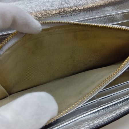  JIMMY CHOO ジミーチュウ マルティナ 長財布 JCロゴ クロコ型押し シルバー