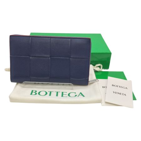  BOTTEGA VENETA ボッテガヴェネタ カセット ジップアラウンドウォレット ネイビー