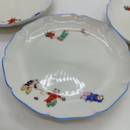 FUKAGAWA　SEIJI　co.,ltd 深川製磁 唐子あそび 波型 中皿 5枚セット 5号皿