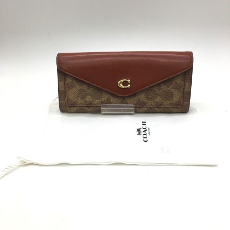  COACH コーチ 長財布  カラーブロックシグネチャー C2327 ブラウン
