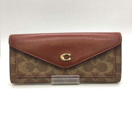  COACH コーチ 長財布  カラーブロックシグネチャー C2327 ブラウン