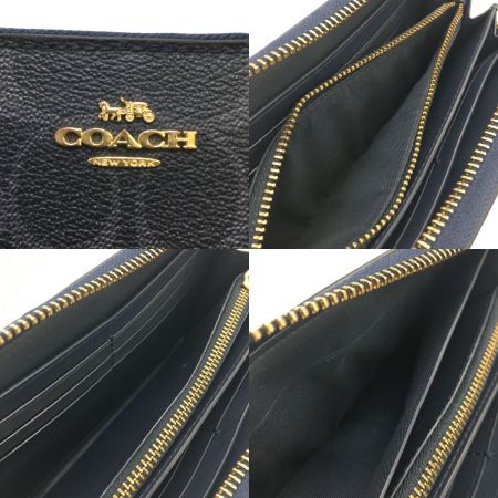 COACH コーチ ラウンドファスナー財布 シグネチャー C4452 ネイビー