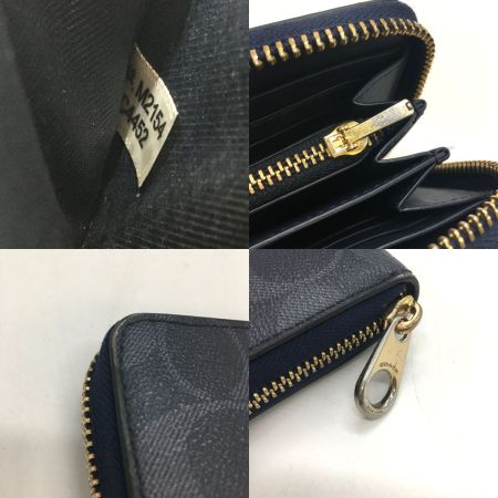  COACH コーチ ラウンドファスナー財布 シグネチャー C4452 ネイビー