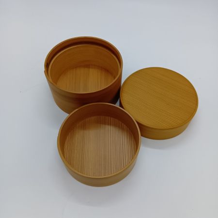   曲げわっぱ 丸弁当箱 2段