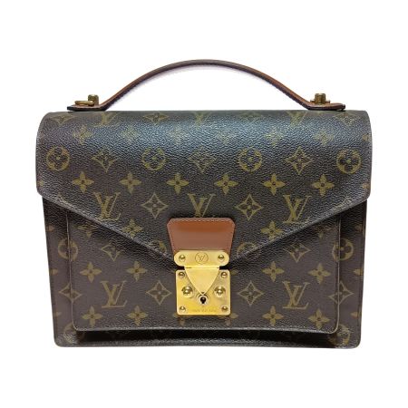  LOUIS VUITTON ルイヴィトン モノグラム モンソー ビジネスバッグ ストラップ・カギ無 M51185 ブラウン ポケット中ベタつき有