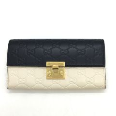  GUCCI グッチ GGスプリーム チェーンウォレット  453506 ブラック×ホワイト Bランク