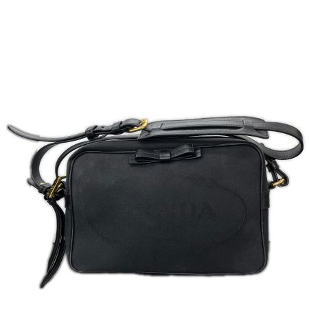  PRADA プラダ ショルダーバッグ　ロゴジャガード　リボン 1BH089 ブラック