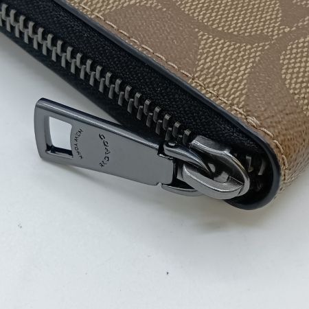  COACH コーチ アコーディオン ウォレット シグネチャー キャンバス 長財布 58112 ベージュ x ブラック