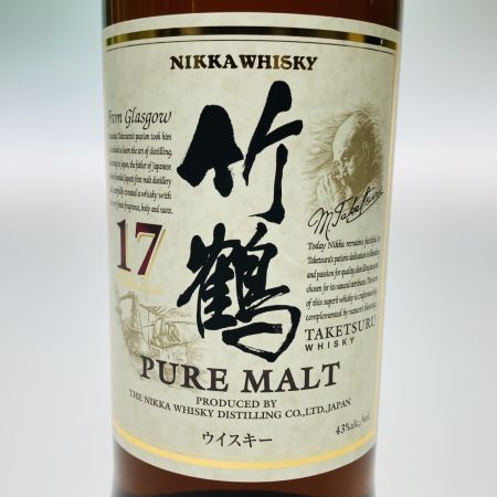 【北海道内限定発送】 TAKETSURU 竹鶴/ニッカウイスキー 17年 ピュアモルト 43％ 700ml 未開栓