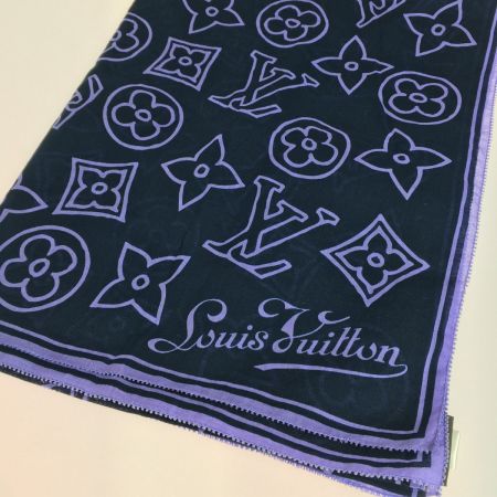  LOUIS VUITTON ルイヴィトン ストール ショール ロゴ コットン100% 綿  パープル