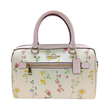  COACH コーチ 2WAYバッグ 花柄 フラワー ショルダー ハンドバッグ C3100 ホワイト x ピンク