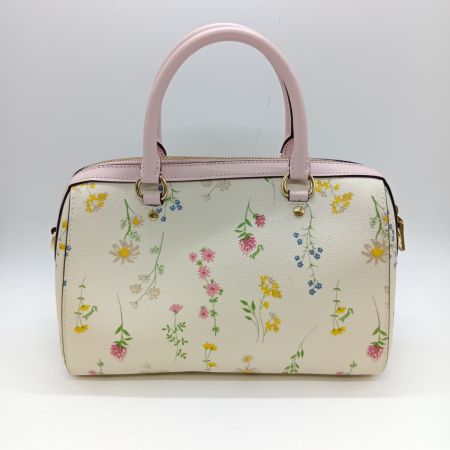  COACH コーチ 2WAYバッグ 花柄 フラワー ショルダー ハンドバッグ C3100 ホワイト x ピンク