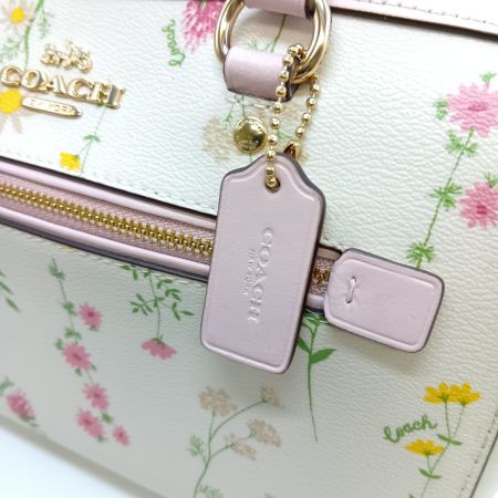  COACH コーチ 2WAYバッグ 花柄 フラワー ショルダー ハンドバッグ C3100 ホワイト x ピンク