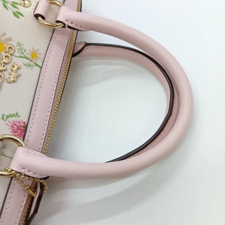  COACH コーチ 2WAYバッグ 花柄 フラワー ショルダー ハンドバッグ C3100 ホワイト x ピンク