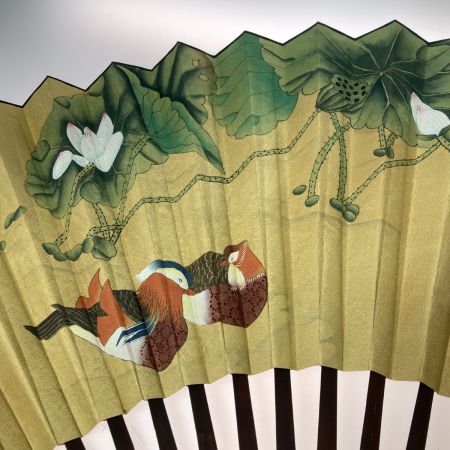   巨大扇子 大扇子 飾り扇 蓮の花 オシドリ 幅157cm