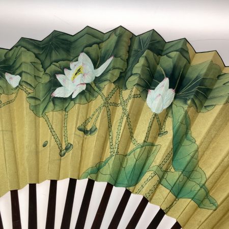   巨大扇子 大扇子 飾り扇 蓮の花 オシドリ 幅157cm
