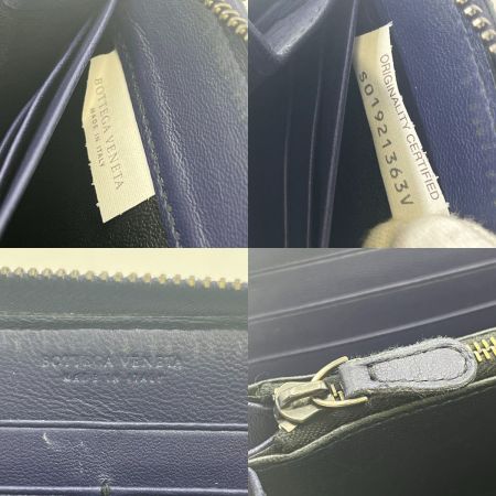  BOTTEGA VENETA ボッテガヴェネタ イントレチャート パイソン×レザー ラウンドファスナー 長財布 S01921363V  ネイビー 箱付