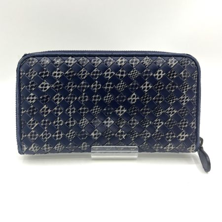  BOTTEGA VENETA ボッテガヴェネタ イントレチャート パイソン×レザー ラウンドファスナー 長財布 S01921363V  ネイビー 箱付
