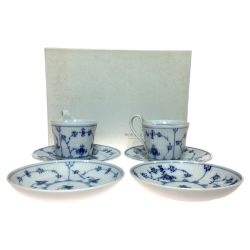 ◎◎ ROYAL COPENHAGEN ロイヤル・コペンハーゲン ブルーフルーテッド ハーフレース ハイハンドル カップ&ソーサー Cランク