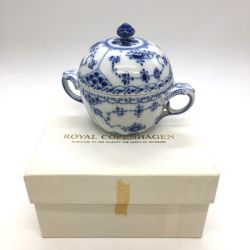◎◎ ROYAL COPENHAGEN ロイヤル・コペンハーゲン ブルーフルーテッドプレインシュガーポット Aランク