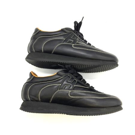  HERMES エルメス Hロゴ 牛革 カーフ 定番 ブラック 黒 ローカットスニーカー レディース ブラック サイズ35