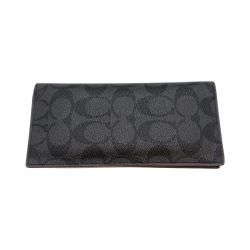 ◎◎ COACH コーチ ブレスト ポケット ウォレット シグネチャー キャンバス 長財布 91635 ブラック Bランク