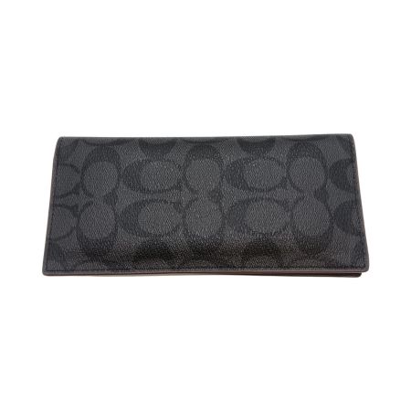  COACH コーチ ブレスト ポケット ウォレット シグネチャー キャンバス 長財布 91635 ブラック