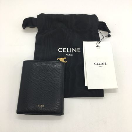  CELINE セリーヌ コンパクトウォレット トリオンフ チャーム  グレインドカーフスキン  U-IE-4284 ブラック