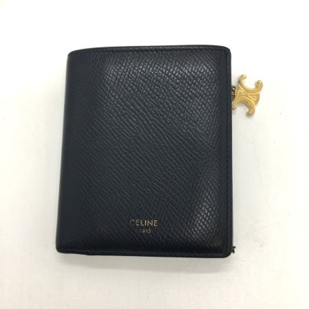  CELINE セリーヌ コンパクトウォレット トリオンフ チャーム  グレインドカーフスキン  U-IE-4284 ブラック