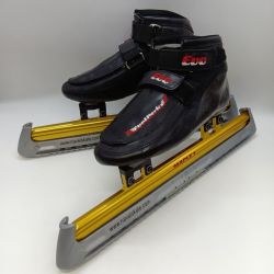 ◎◎ EVO ショートトラック用スケートシューズ 23.5cm ブレードMAPLE エッジカバー付 Cランク