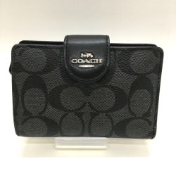 ◎◎ COACH コーチ 2つ折り財布シグネチャー C0082 ブラック Bランク